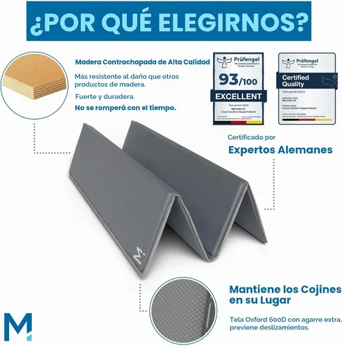 Vista 3 de Soporte de cojín de silla para cojines caídos (paquete de 2 unidades de 17 x 22 pulgadas), soporte de asiento de silla para asiento hundido, tablas
