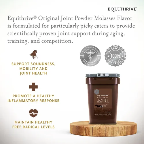 Vista 2 de Equithrive Suplemento original para caballos en polvo, sabor melaza, 8 libras