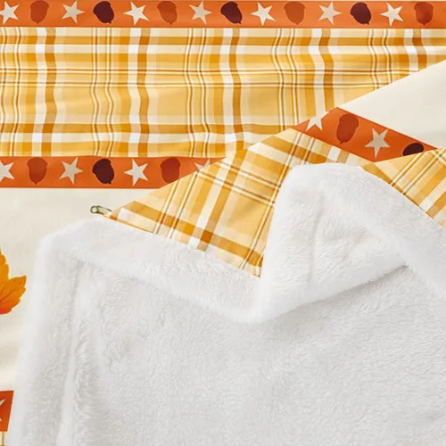 Vista 6 de Manfei Hello Fall Throw Blanket Pumpkin Maple Leaf Plaid Patchwork Fleece Blanket Autumn Theme Cozy Throws for Bed Couch Sofa,Kids Boys Girls Room