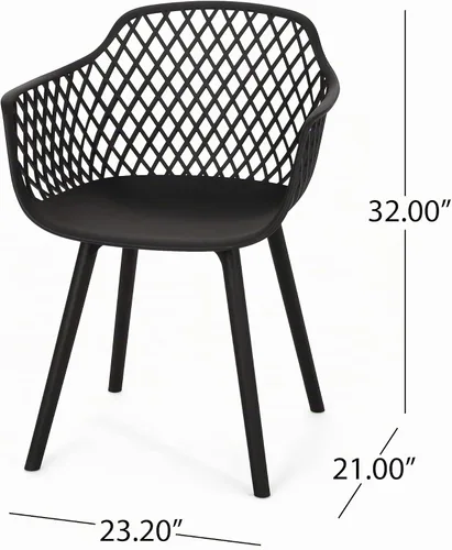 Vista 3 de Christopher Knight Home Delia Silla de comedor al aire libre (juego de 2), color negro