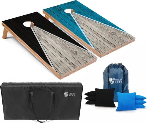 Vista 59 de Tailgating Pros Juego de tablero de Cornhole ligero con diseño piramidal con bolsas de frijoles y estuche de transporte, juego de cornhole