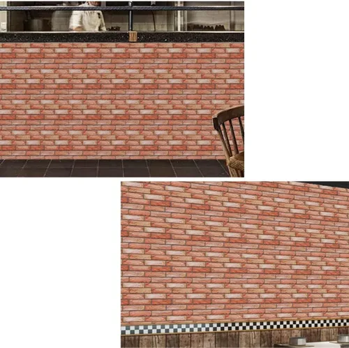 Vista 9 de Papel tapiz autoadhesivo 3D, papel de palo impreso antiguo de ladrillo sintético, papel tapiz para despegar y pegar, papel tapiz de ladrillo, papel