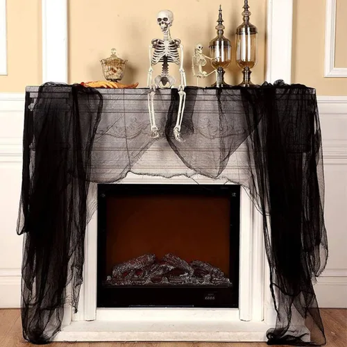 Vista 8 de Paquete de 4 paños espeluznantes de Halloween, tela espeluznante de gasa espeluznante, 30 x 120 pulgadas, tela espeluznante, decoración para casas
