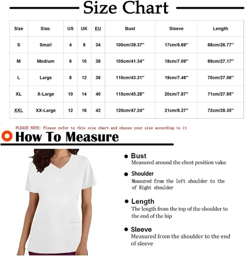 Vista 2 de Oggfader Uniforme de trabajo para mujer con bolsillos, cuello en V, manga corta, camisetas elásticas para enfermería
