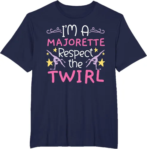 Vista 11 de Camiseta con texto en inglés "I A Majorette Respect The Twirl Baton Twirling", Negro