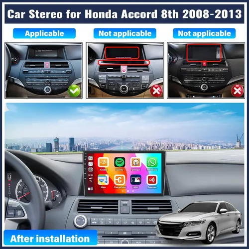 Vista 2 de Radio de coche 4G + 64G para Honda Accord 8th 2008-2013 con CarPlay Android Auto, 8-Core Android 15 10.1 pulgadas 1280 * 720P IPS pantalla táctil