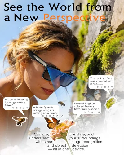 Vista 9 de Gafas inteligentes con cámara y audio 8MP HD Camera Smart Glasses para hombres