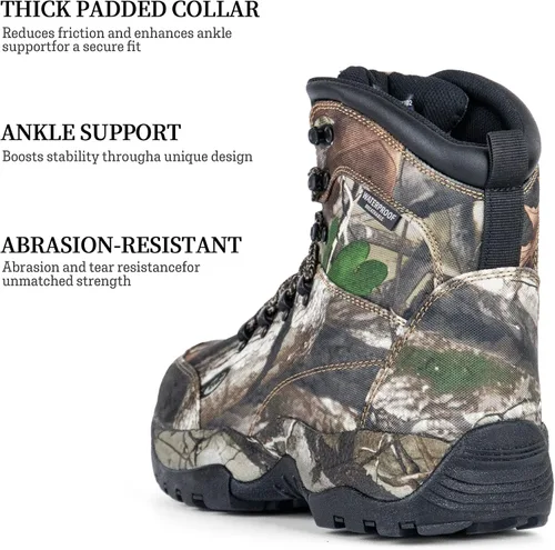 Vista 4 de Botas de caza para hombre, 7 pulgadas, impermeables, ligeras, botas de senderismo, 7.05 oz Thinsulate