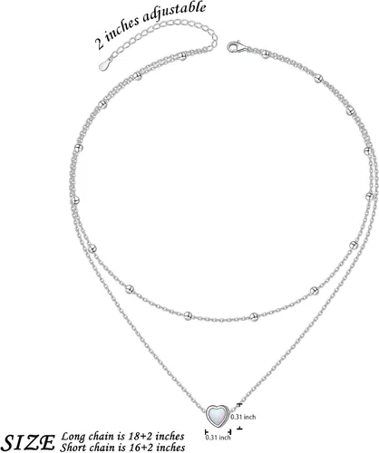 Vista 5 de Collares en capas para mujer de plata de ley S925, collar para mujer, collar de círculocorazóndoble círculocruzestrellamal de ojo, collar hecho a
