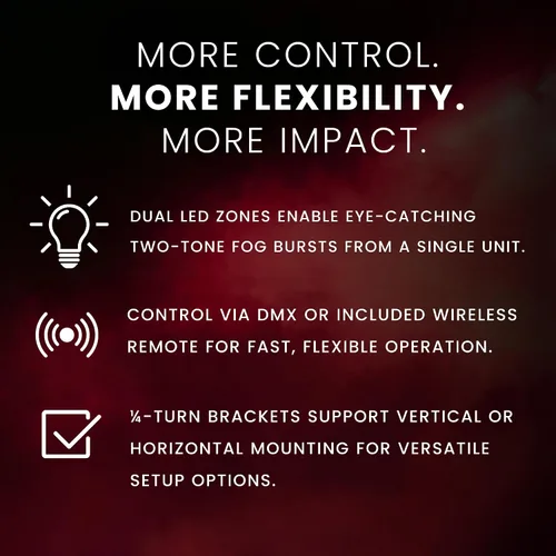 Vista 5 de CHAUVET DJ Sistema de ráfaga vertical Geyser P7 Salida de estilo pirotécnico sin fuego ni CO2 Zonas LED duales con mezcla UV RGBA DMX