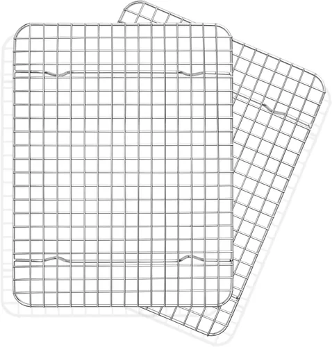 Vista 8 de TeamFar Juego de 2 mini rejillas de enfriamiento, acero inoxidable 8.75'' x 6.25'' rejilla de parrilla para horno tostador para hornear, asar, asar