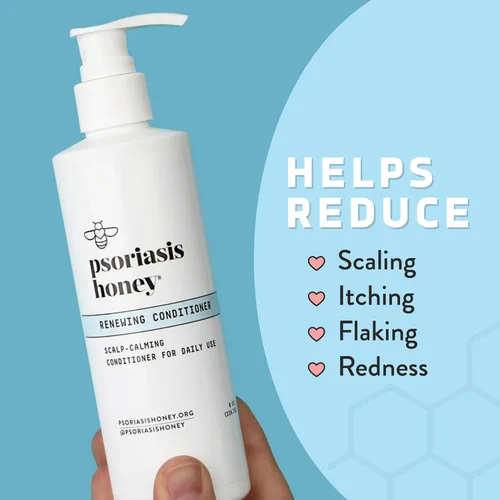 Vista 4 de PSORIASIS HONEY Acondicionador renovador - Tratamiento de cuero cabelludo seco - Crema de psoriasis para cabello seco - Aceite de coco hidratante