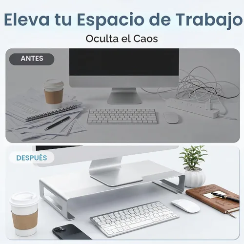 Vista 3 de Soporte elevador para monitor de computadora para escritorio, elevador