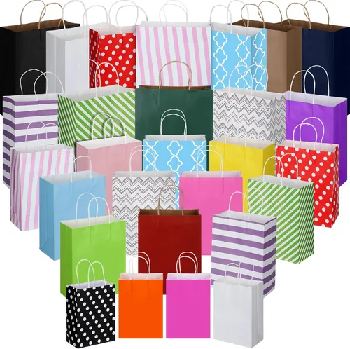 Vista 9 de Tenceur 28 bolsas de regalo de varios tamaños, bolsas de regalo de papel a granel, bolsa de favor de fiesta con asa para bodas, día de San Valentín