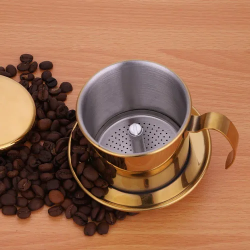 Vista 6 de Filtro de café vietnamita, cafetera gotera, taza de prensa portátil de acero inoxidable, infusor manual para oficina, hogar, cocina, campamento