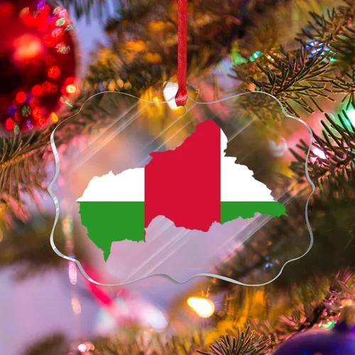 Vista 9 de Silueta de bandera de Bielorrusia, adornos de árbol de Navidad, bandera nacional, recuerdo de Navidad, adornos acrílicos de Bielorrusia
