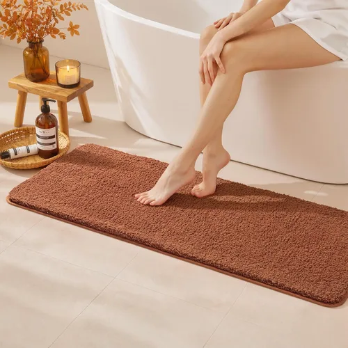Vista 23 de MIULEE Alfombras de baño negras de microfibra suave y pequeña, 16 x 24