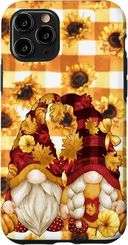 Vista 27 de iPhone 16 Autumn Fall Gnome Pumpkin Buffalo Plaid Pattern Sunflower Case