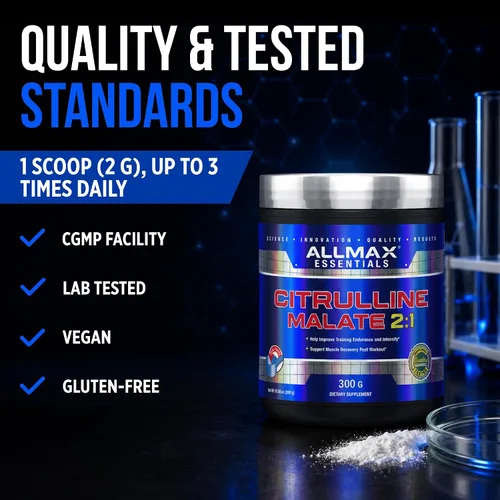Vista 8 de ALLMAX - Malato en polvo de citrulina, sin sabor, 10.58 oz, 150 porciones Supports Nitric Oxide Production, Promotes Blood Flow, Citrulline Malate