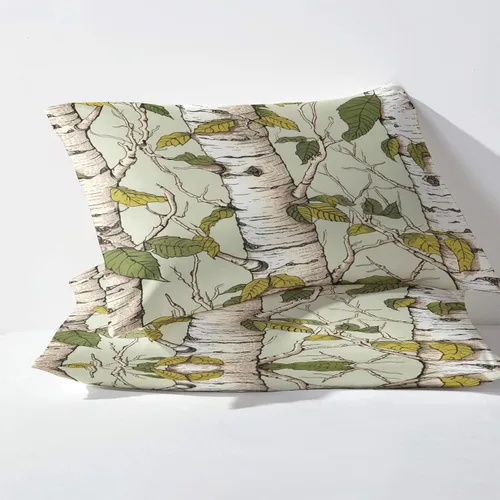 Vista 3 de Juego de sábanas de abedul tamaño individual, sábanas de bosque, sábanas y fundas de almohada estampadas de 3 piezas, sábana bajera ajustable