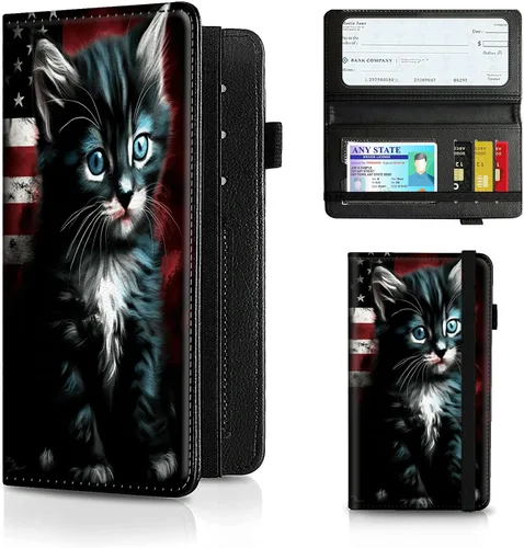 Vista 128 de Funda para chequera para hombres y mujeres, cartera de cuero RFID con ranuras para tarjetas de crédito, soporte de cheques duplicados personales