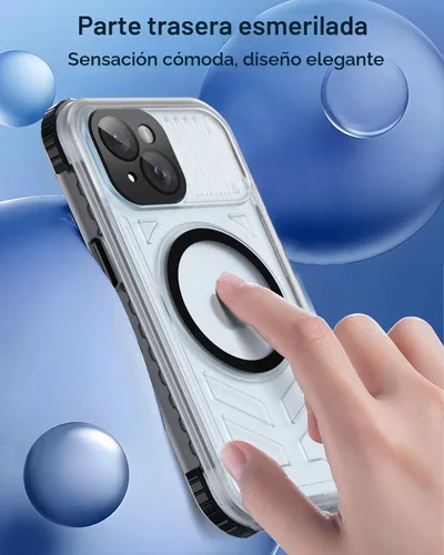 Vista 6 de Funda impermeable para iPhone 15 con Magsafe, protector de pantalla, cordón, IP68 militar de cuerpo completo a prueba de golpes, para deportes Negro