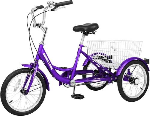 Vista 11 de LILYPELLE Triciclo triciclo de 16 pulgadas para principiantes y bicicletas de 3 ruedas de una sola velocidad, bicicletas de tres ruedas con cesta