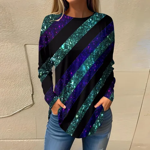 Vista 2 de FlekmanArt Ropa para mujer, sudadera de manga larga con cuello redondo, estampada, informal, holgada, cómoda, elegante, clásica