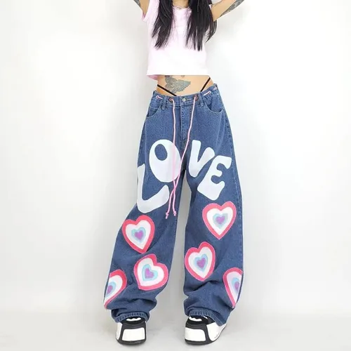 Vista 5 de Lokkcy Pantalones de mezclilla de cintura baja para mujer Y2K, pantalones cargo largos de pierna recta con bolsillos, jeans holgados casuales Y2K
