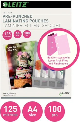 Vista 2 de Leitz iLAM - Bolsa laminadora preperforada A4 de 125 micrones (paquete de 100)