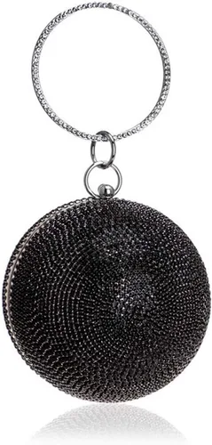 Vista 3 de Bolso de mano con forma de bola, bolso de fiesta, bolso de noche con mango de anillo de diamantes