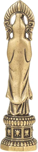 Vista 7 de FENGSHUI-CAISHEN Pequeña estatua de cobre Guan Yin, hecha a mano para meditar la decoración zen, pequeña figura de Quan Yin, Baby Kwan Yin