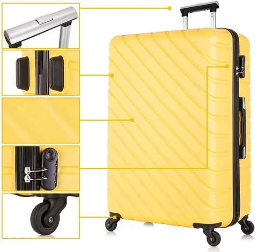 Vista 3 de Fridtrip - Maleta de viaje rígida, ligera, con ruedas giratorias, Amarillo, 4 PCS Suitcases
