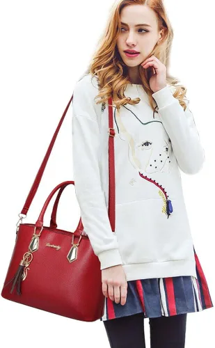 Vista 2 de Bolso de mano para mujer, bolso de mano, cartera de cuero suave, juego de 2