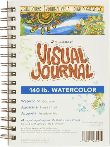 Vista 5 de Strathmore Diario visual de acuarela serie 400, prensa fría de 90 libras, 5.5 x 8 pulgadas, encuadernado con alambre, 34 hojas