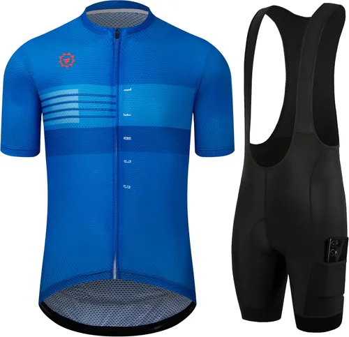 Vista 26 de GCRFL Conjunto de camiseta de ciclismo para hombre, camiseta ligera para ciclismo de carretera, pantalones cortos con bolsillos acolchados