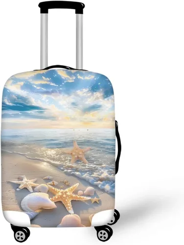 Vista 14 de COEQINE Funda para equipaje de viaje, protector de maleta, funda de equipaje lavable, tamaño S-XL (18-32 pulgadas), Blue Capy Bara Swim, L