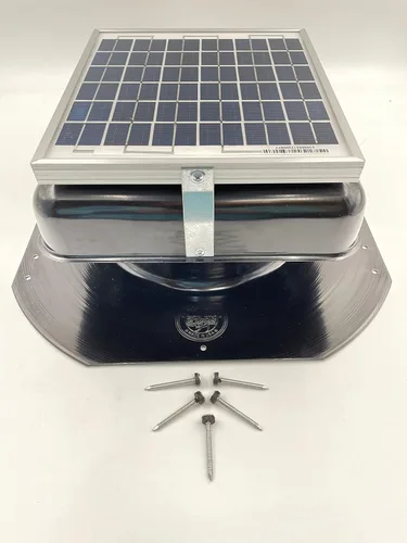 Vista 2 de Solar Mega RoofBlaster 2.0 con ventilación negra Ventilación solar del ático Ventilación solar de techo Ventilador solar para el ático