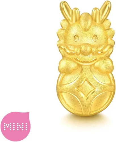 Vista 3 de CHOW SANG SANG 999 24K oro sólido mini encanto dragón de la suerte con moneda pulsera para mujer 94299C, Metal