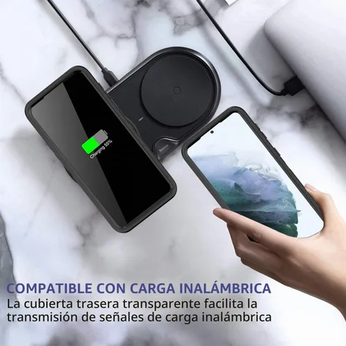 Vista 6 de Gurible - Funda para Samsung Galaxy S21 Plus, protección resistente de 3 capas, a prueba de golpes, a prueba de polvo, antiarañazos, con cubierta