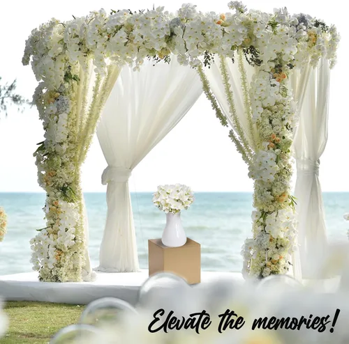 Vista 2 de Fun Express Elevadores de buffet dorados (juego de 3 de madera) ideales para bodas, decoración del hogar y accesorios
