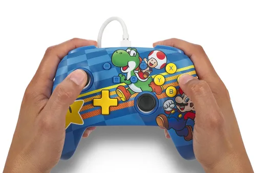Vista 2 de PowerA Enhanced Nintendo Switch Controller Wired - Mushroom Kingdom Friends, Mario Switch Controller, Mappable Gaming Buttons, Officially licensed