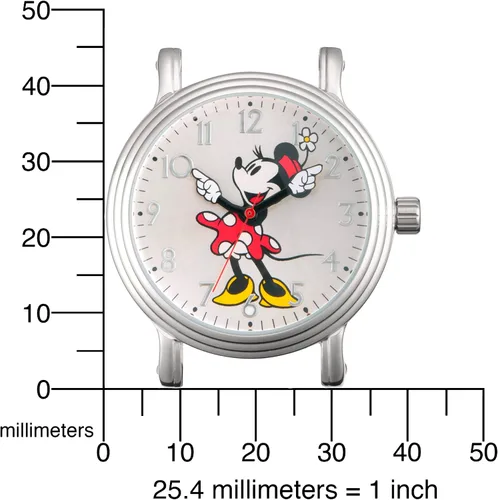 Vista 5 de Disney Minnie Mouse - Reloj analógico vintage de cuarzo para adultos, Rojo