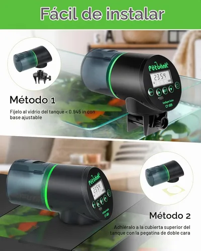 Vista 4 de Comedero automático para peces para acuario, fácil instalación y 4 Negro