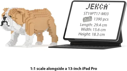 Vista 3 de JEKCA Bulldog inglés 01S-M03 Bloques de construcción de plástico para perros Edad 14+ Marrón claro