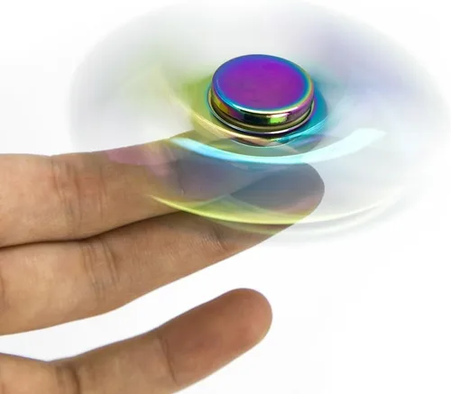 Vista 4 de Fidget Spinner de metal arco iris antiansiedad, alivia el aburrimiento, hiperactividad.