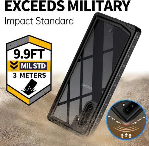 Vista 3 de BEASTEK Funda impermeable para Galaxy Note 10, serie NRE a prueba de golpes, con certificación IP68, con protector de pantalla integrado, cubierta