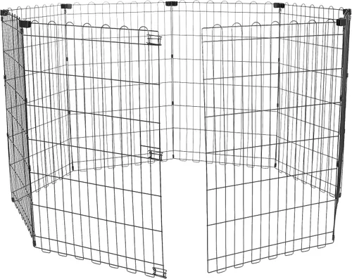 Vista 15 de Amazon Basics: cerca plegable de metal para mascotas, con puerta, 60 x 60 x 24 pulgadas, color negro.