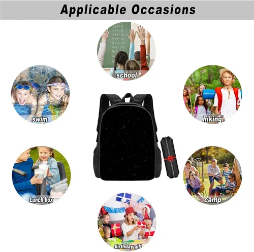 Vista 3 de FPWSO Mochila escolar de película de terror para niños y niñas, mochila de terror de Halloween, A1