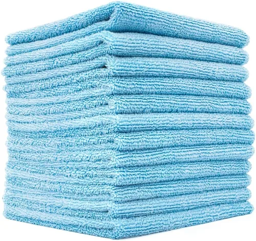 Vista 24 de (Paquete de 12) 16" x 16" toallas de limpieza de microfibra de grado comercial para usos múltiples, altamente absorbentes, sin pelusa, sin manchas
